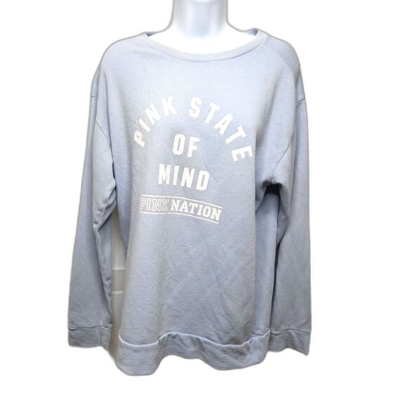 Pink Victoria's Secret Sweat Shirt Graphic Oversize Blue Retro Small Oversize - Picture 6 of 8